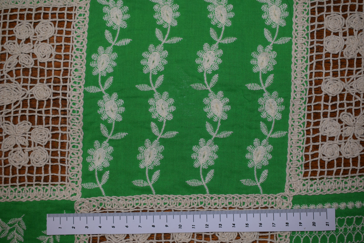 Apple Green Embroidery/Mesh Patchwork