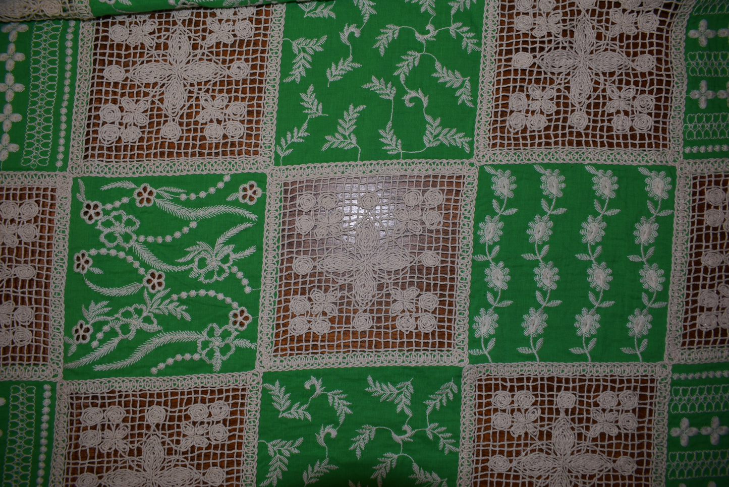 Apple Green Embroidery/Mesh Patchwork