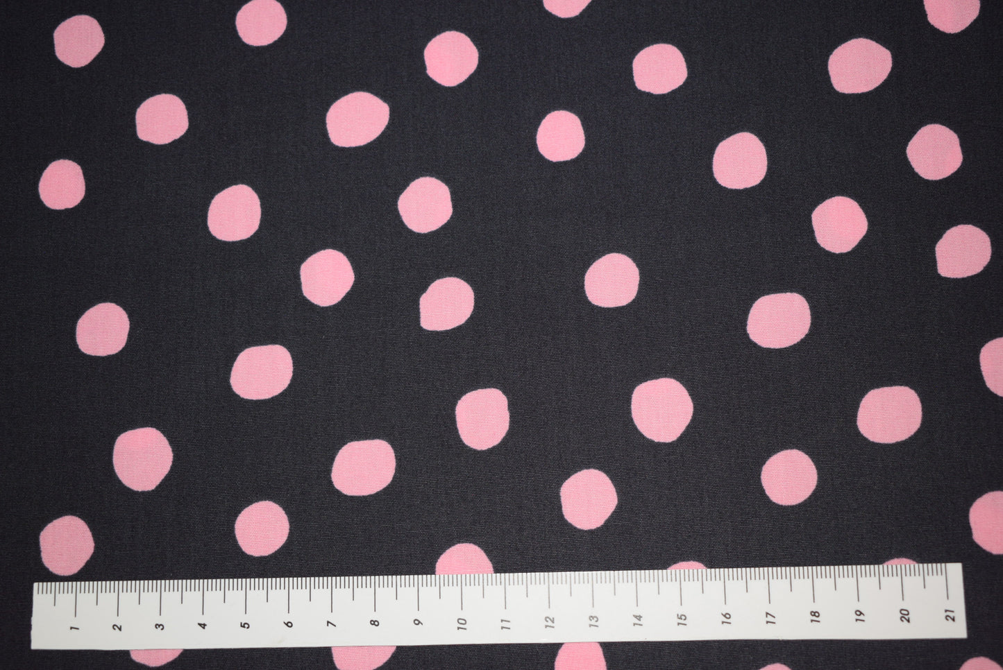 Pink Spot On Navy Poplin