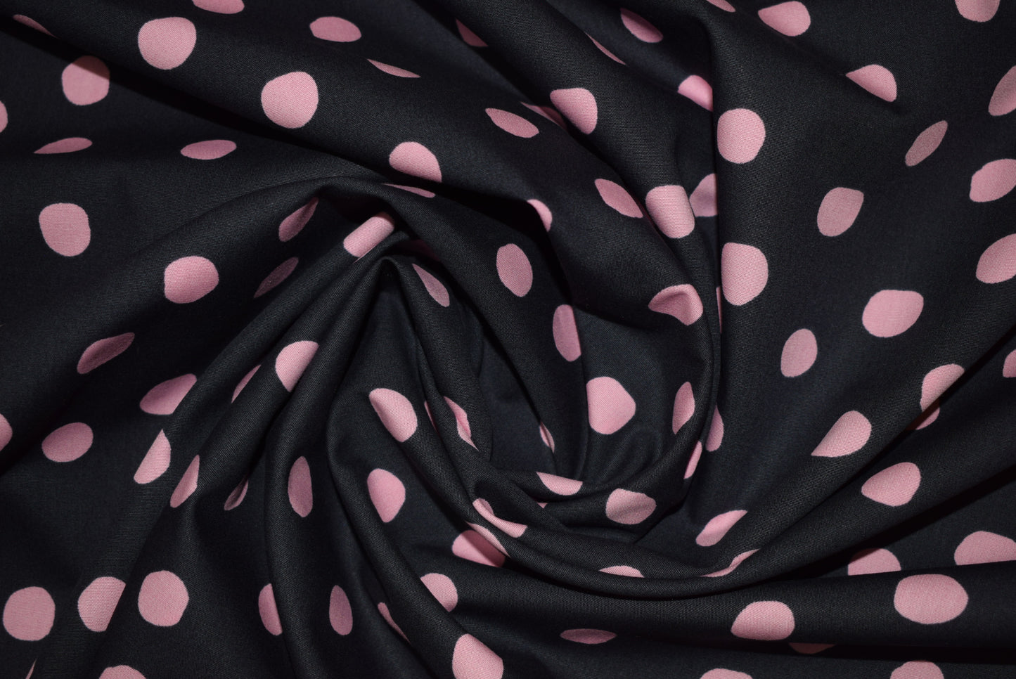 Pink Spot On Navy Poplin