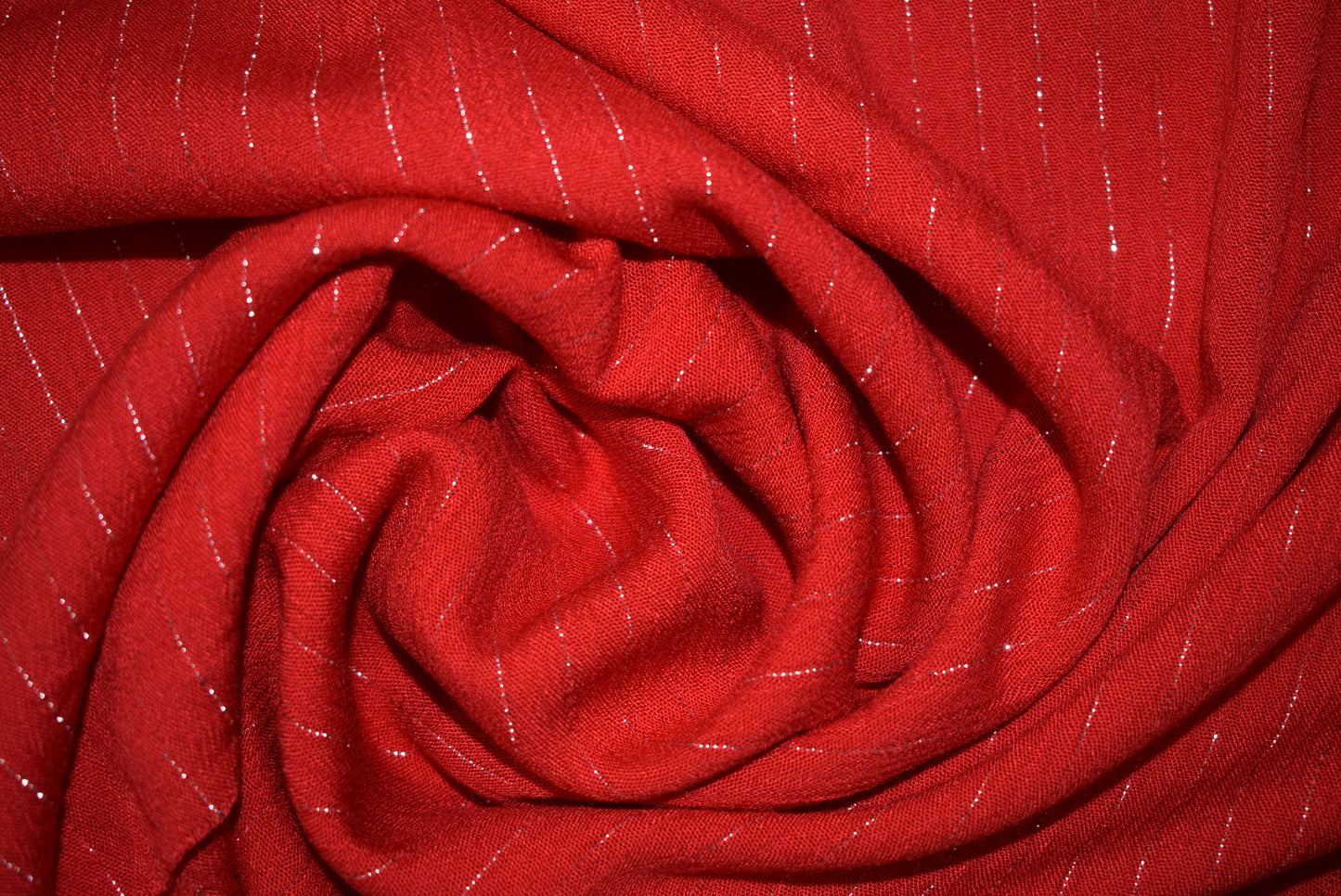 Lurex crinkle stripe - red