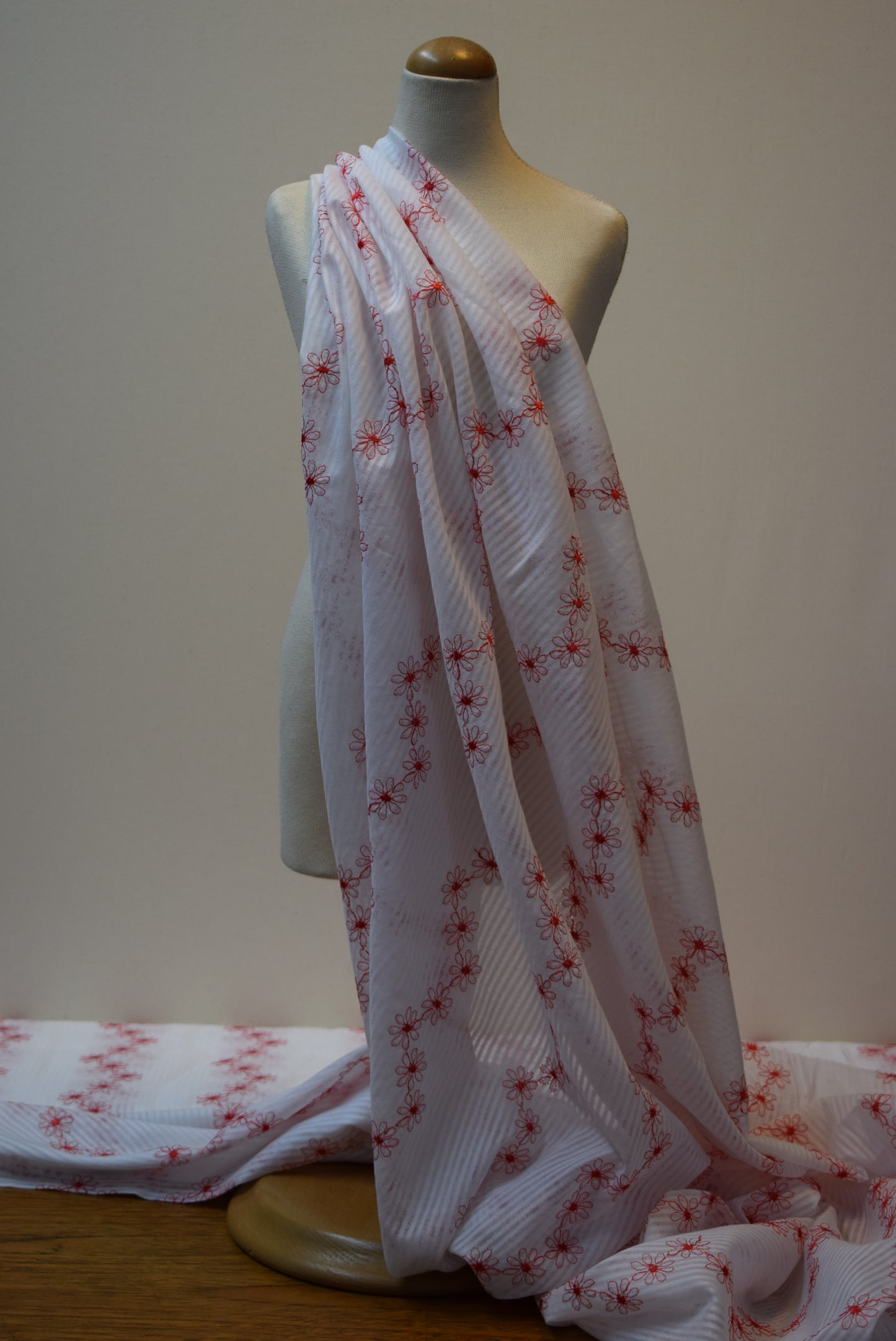 Shadow Stripe With Red Embroidery