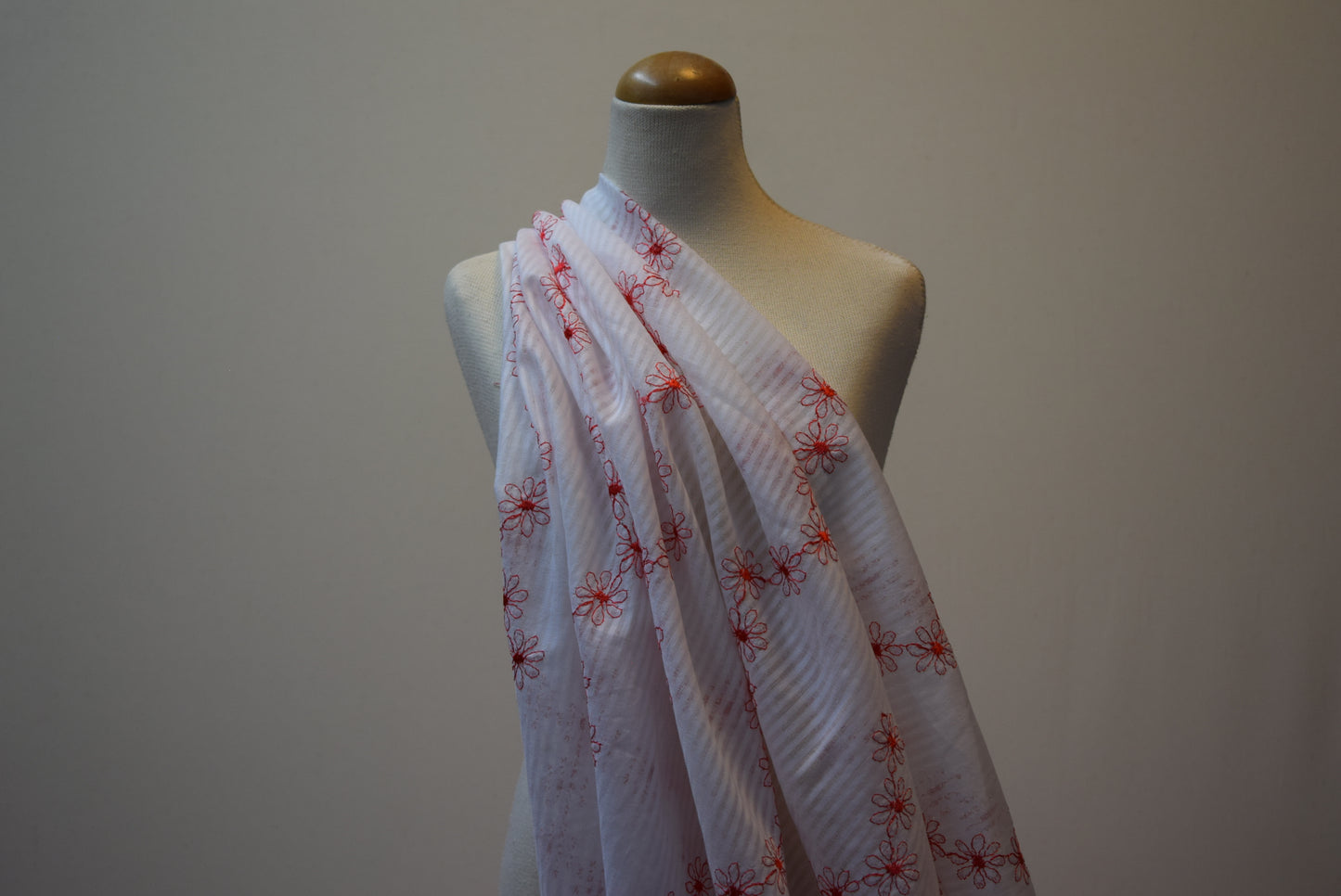 Shadow Stripe With Red Embroidery