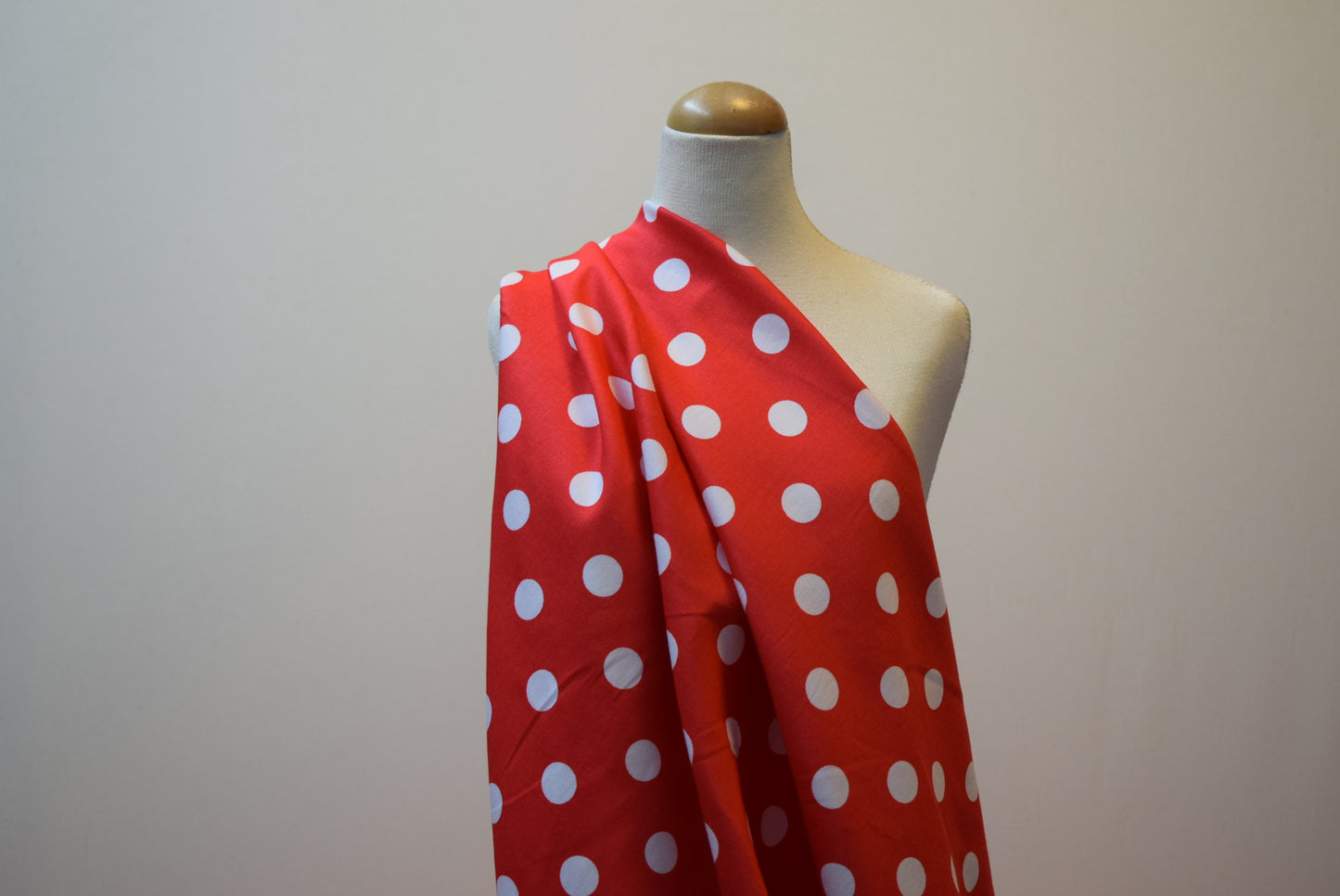 White Spot On Red Stretch Sateen