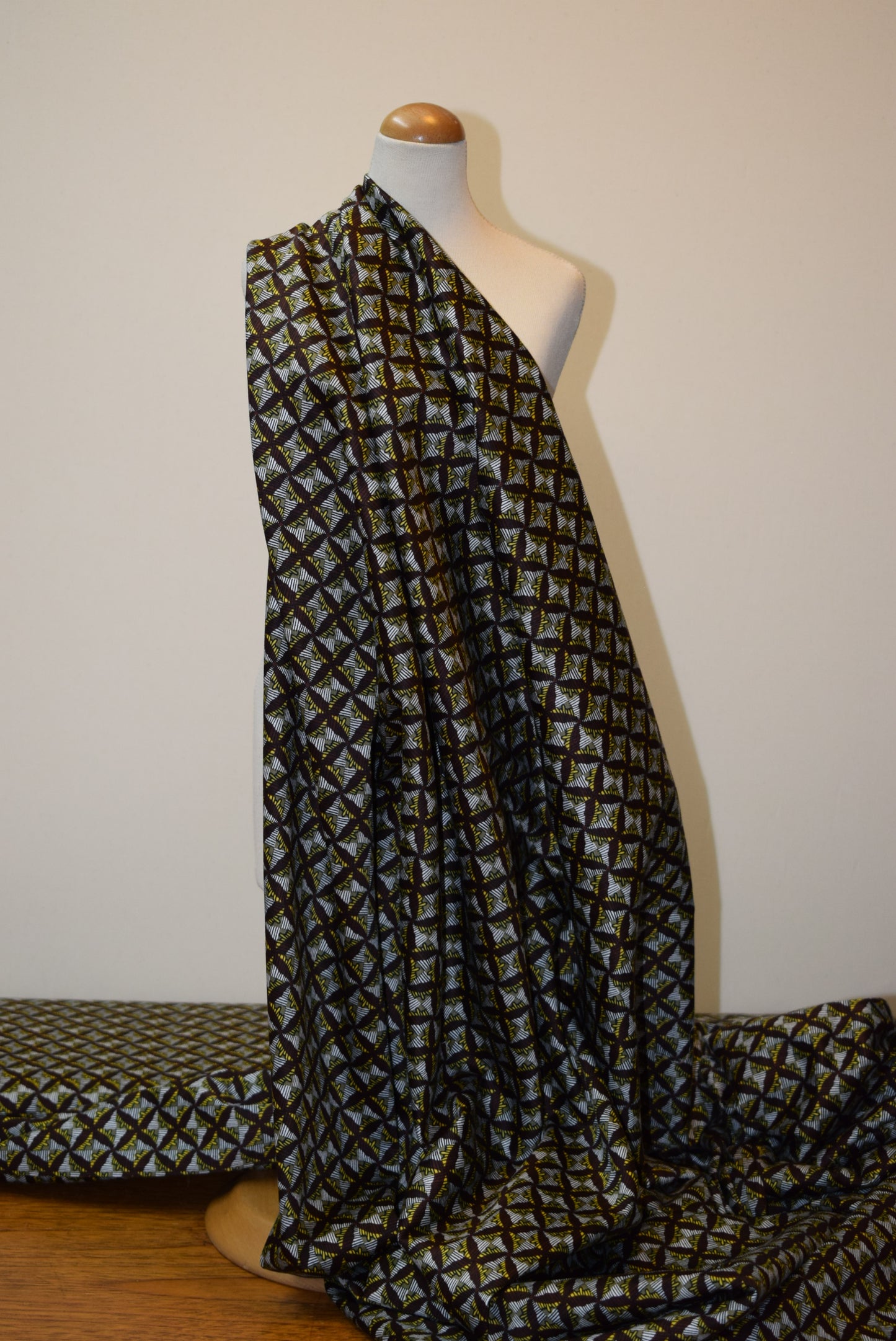 'Windmill Tiles' Stretch Sateen - Gold