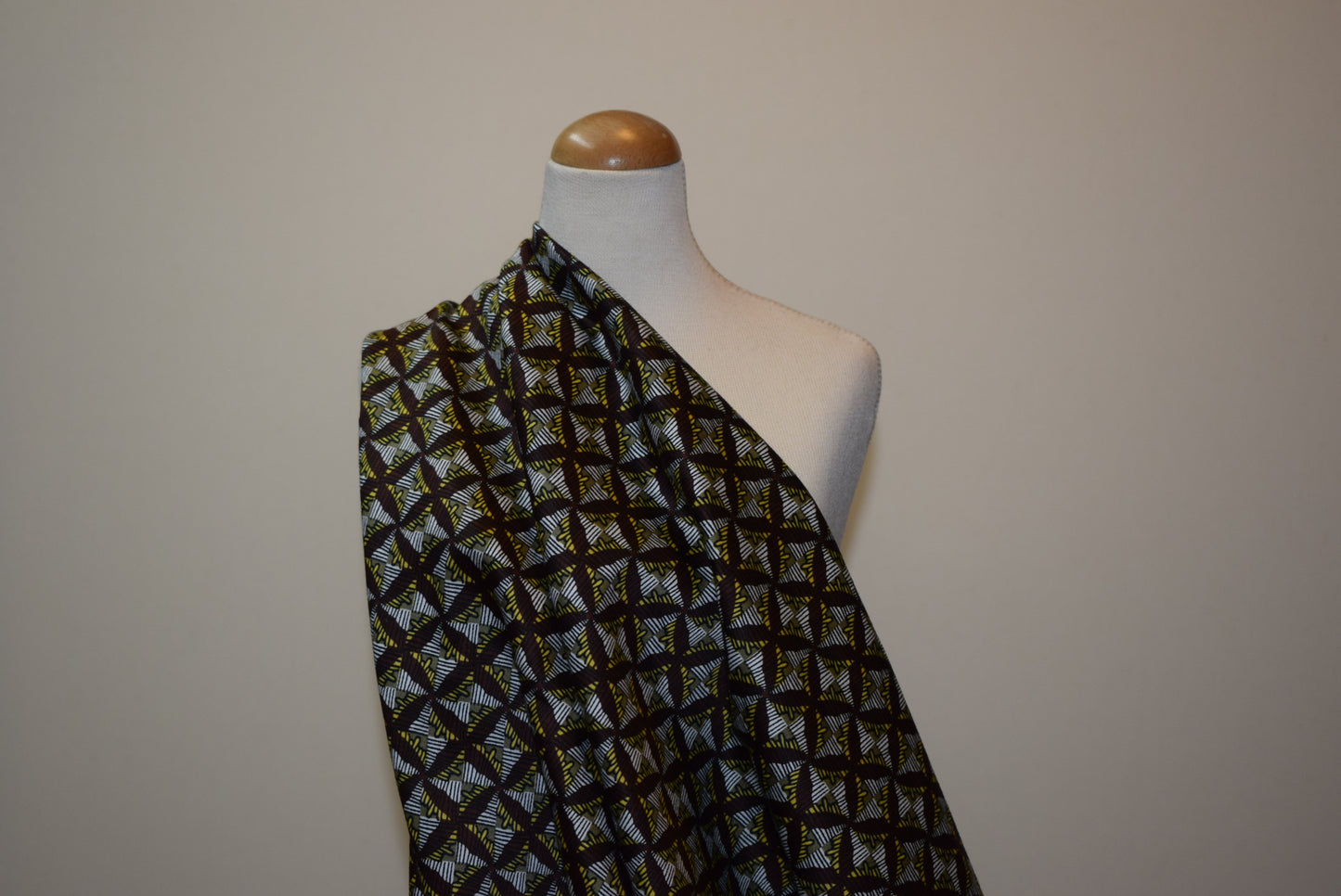 'Windmill Tiles' Stretch Sateen - Gold