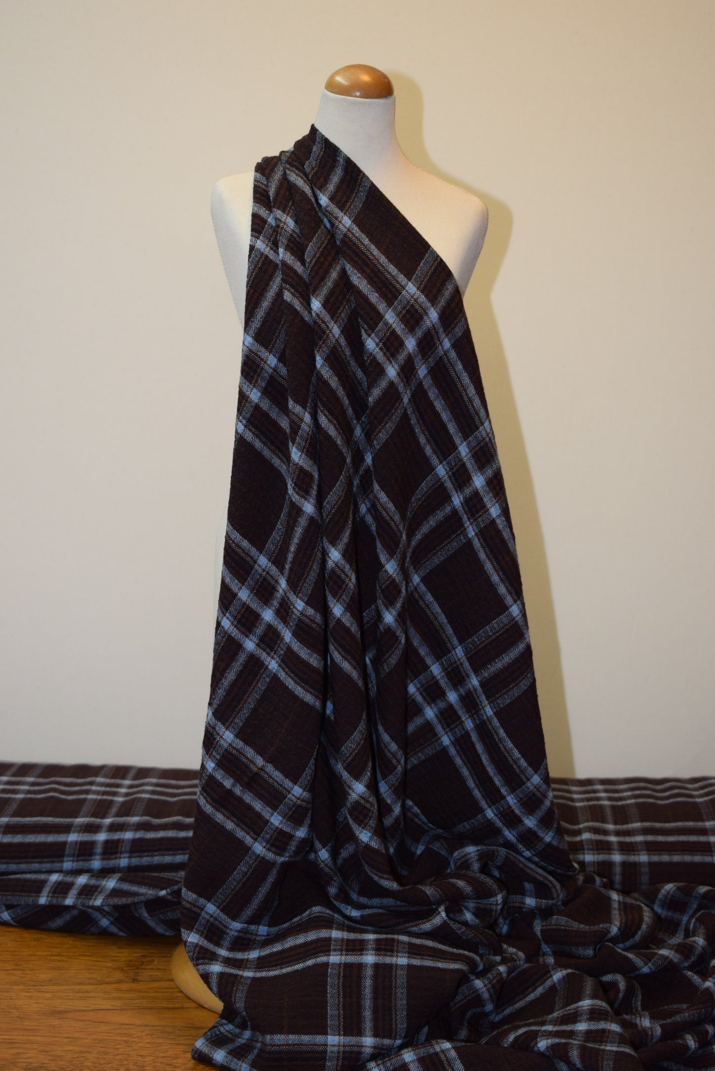 Coffee/Sky Crinkle Check