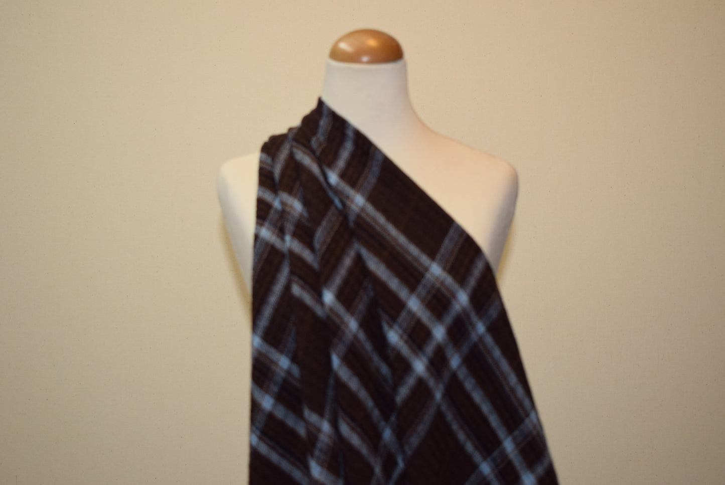 Coffee/Sky Crinkle Check