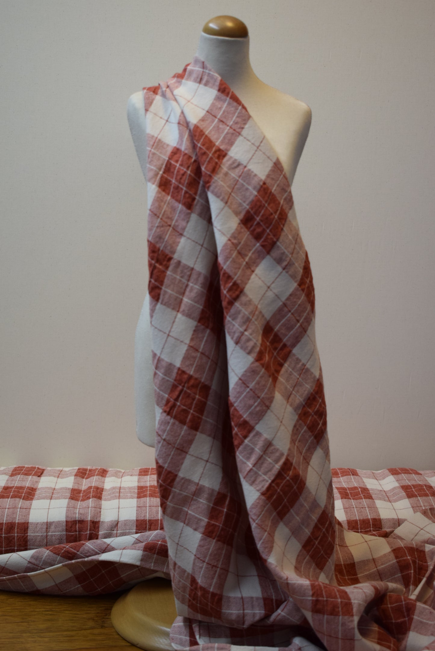 'Quadro' Crinkle Check- Rust