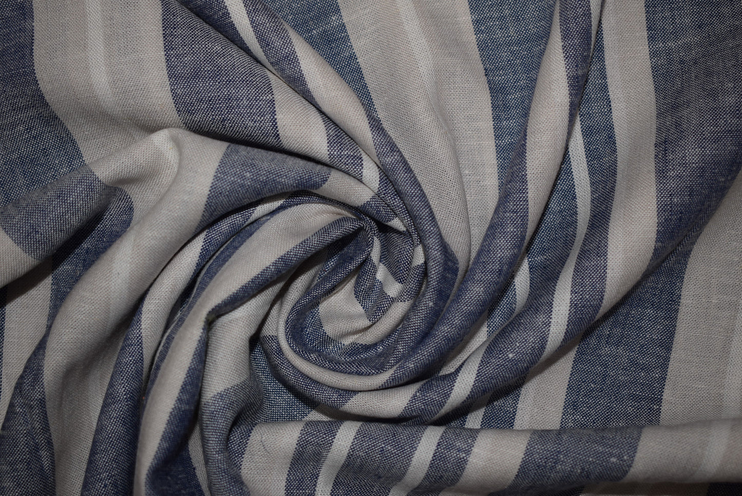 Denim/Beige Linen Mix Stripe