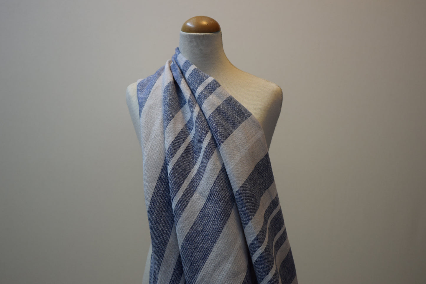 Denim/Beige Linen Mix Stripe