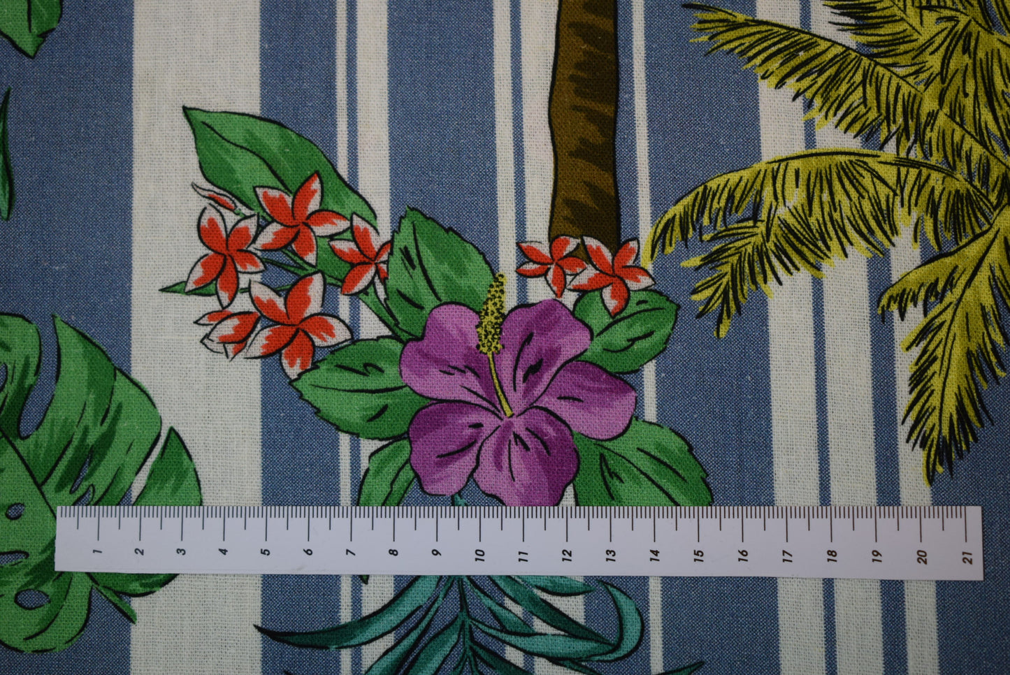 Palm Tree Striped Chambray