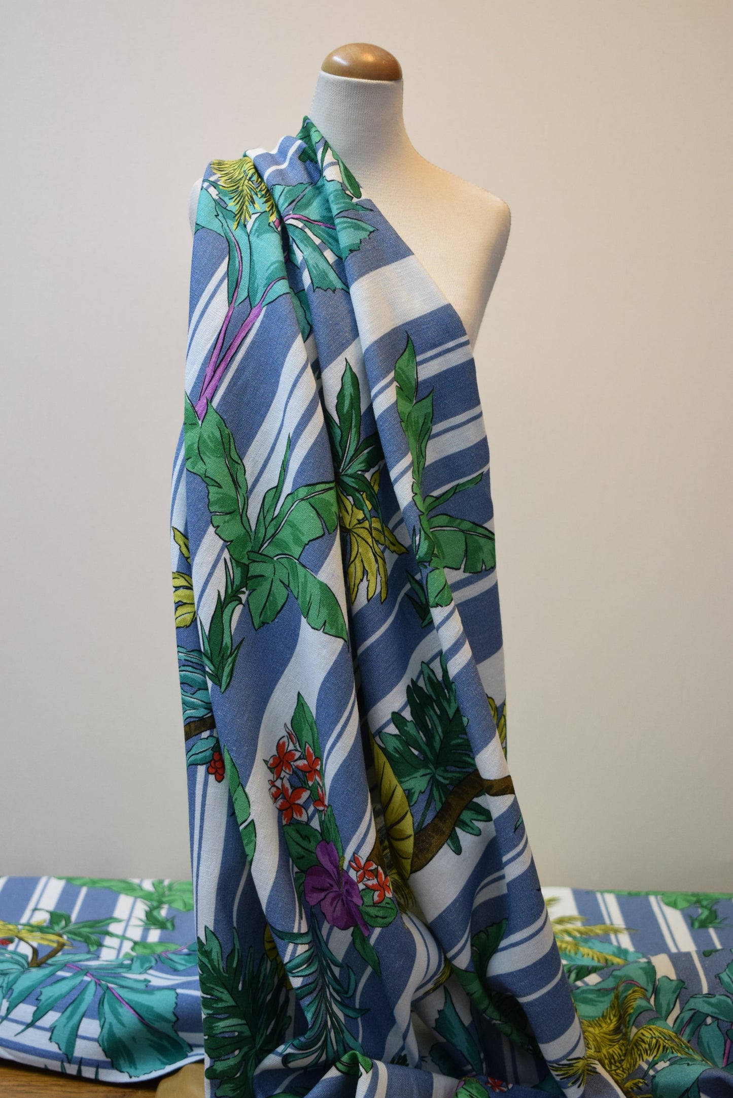 Palm Tree Striped Chambray