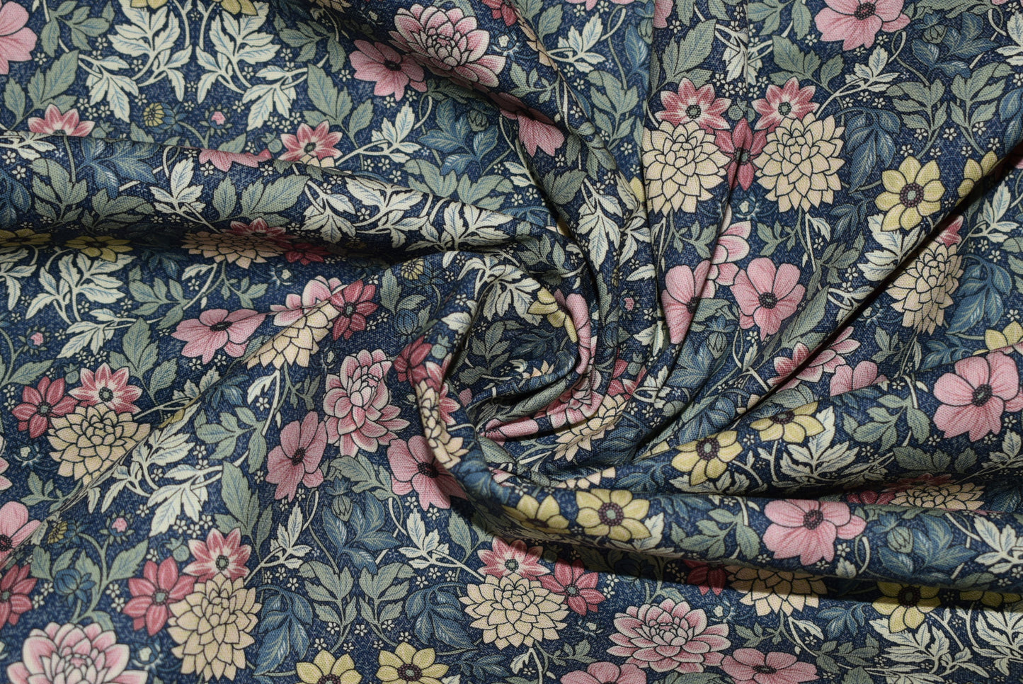 'Esme' Printed Lawn - Navy