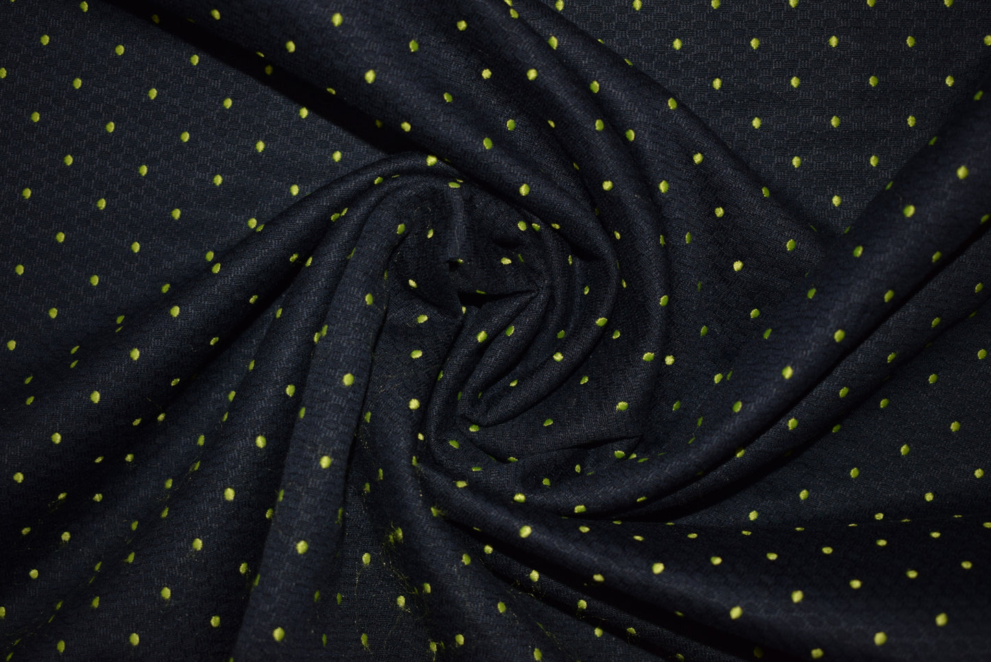 Spot Embroidered Linen - Navy & Lime