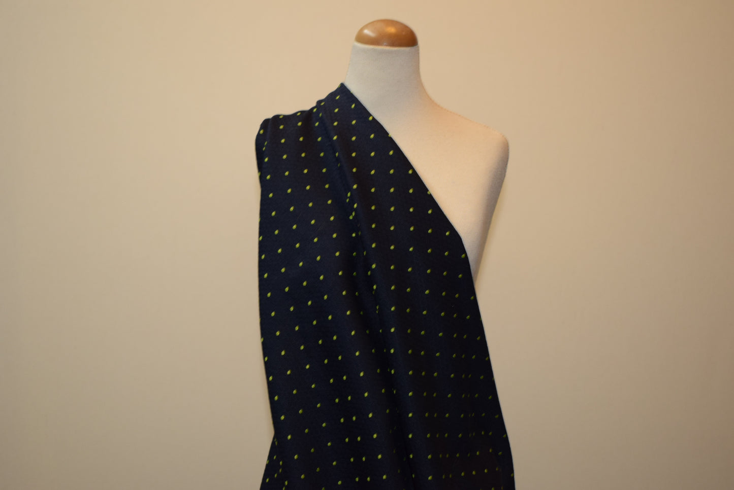 Spot Embroidered Linen - Navy & Lime