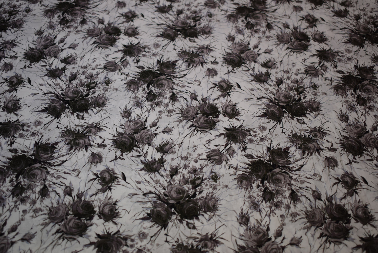 'Rose Posy' Pima Lawn - Grey