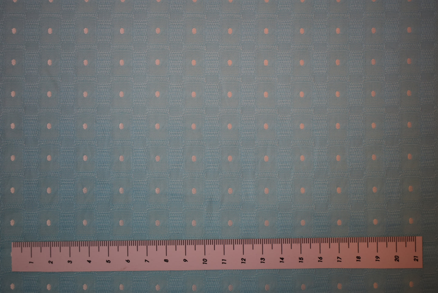 Spot Embroidered Linen - Aqua/Ivory