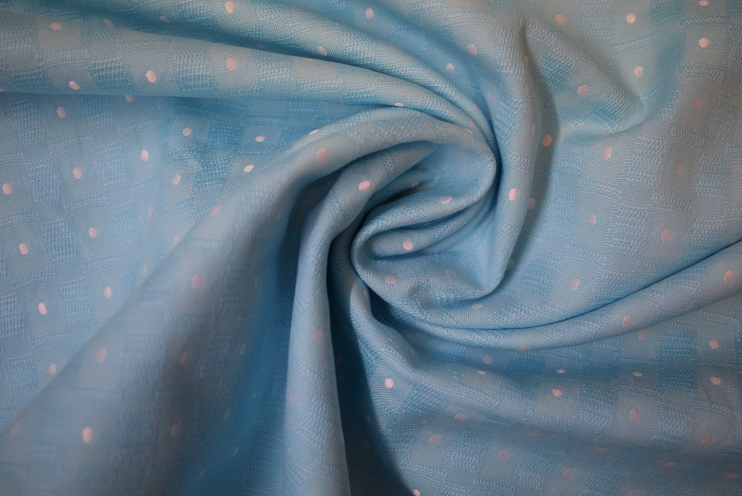Spot Embroidered Linen - Aqua/Ivory