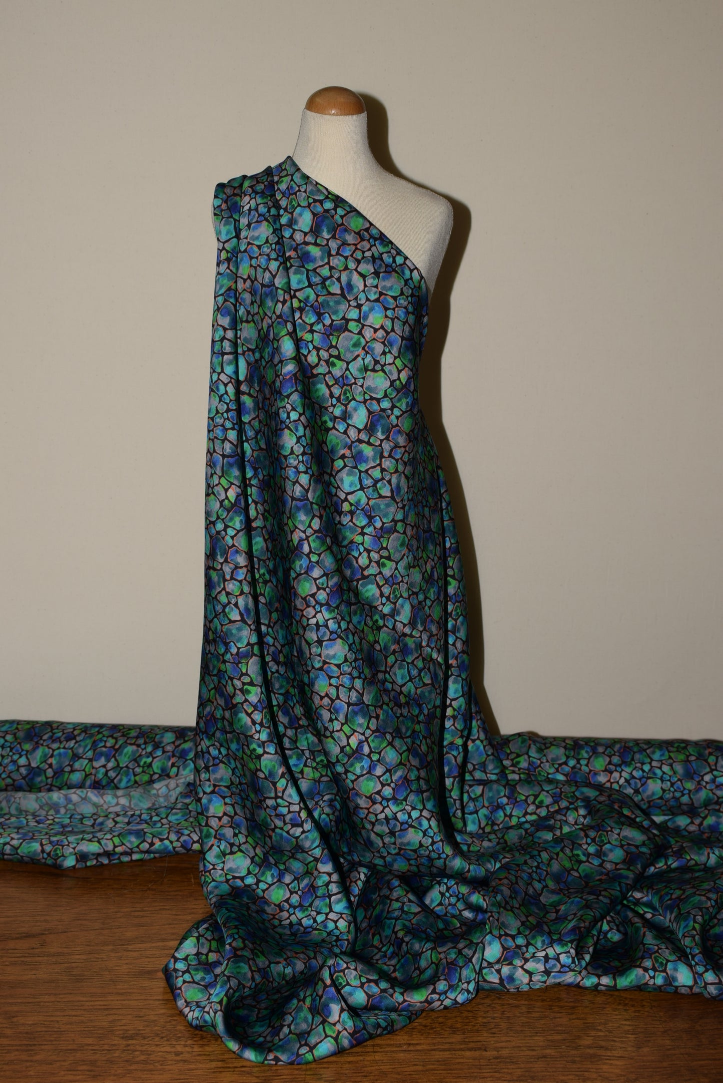 'Mosaic' Sateen Blue/Emerald