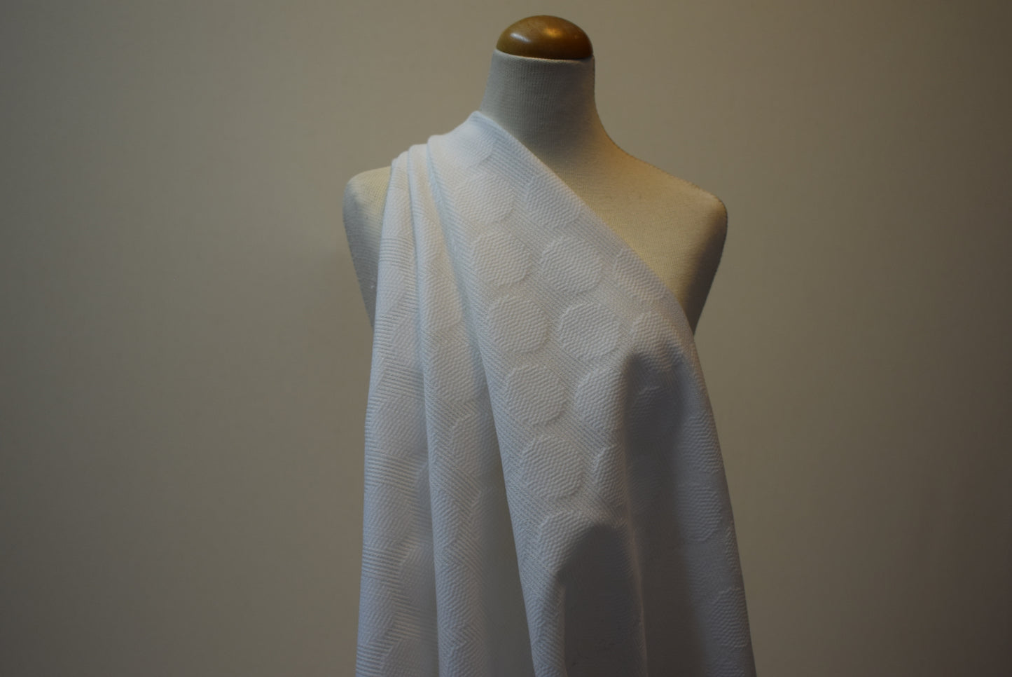 Dobby Spot with Stretch - Ivory