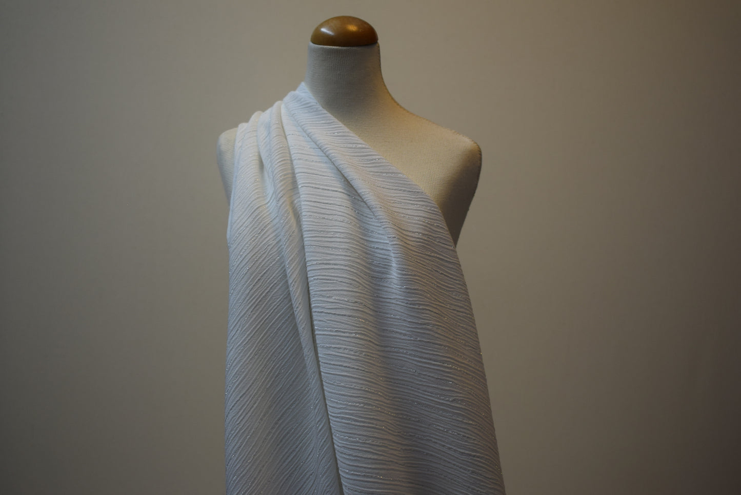 Lurex Stripe Crinkle - Off White
