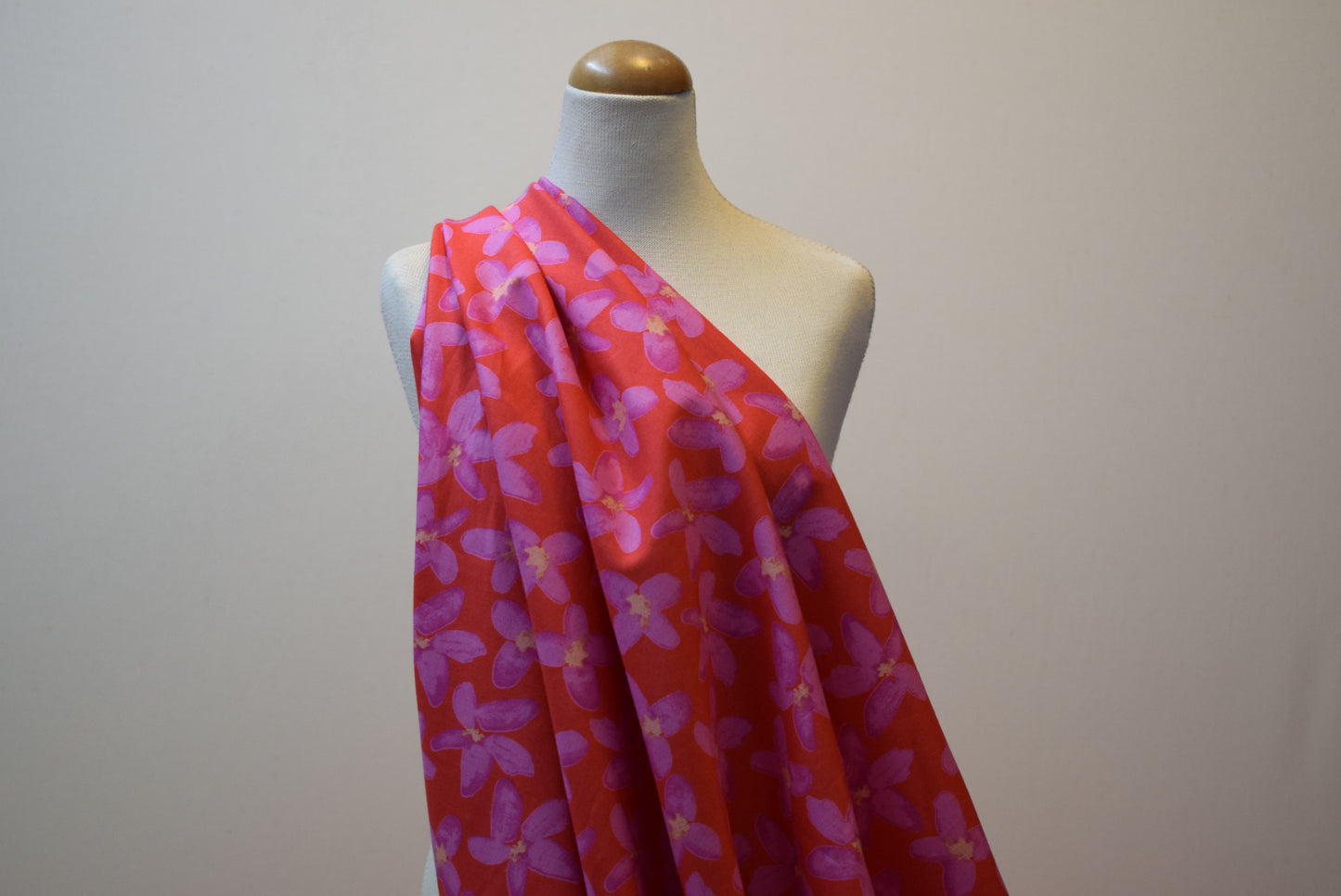 'Clarissa' pima lawn - pink on red