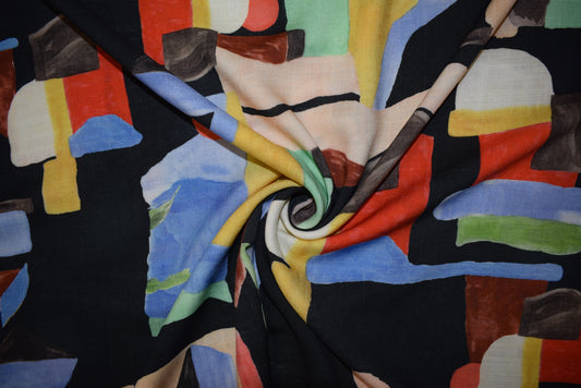 'Abstract Blocks' Linen Look