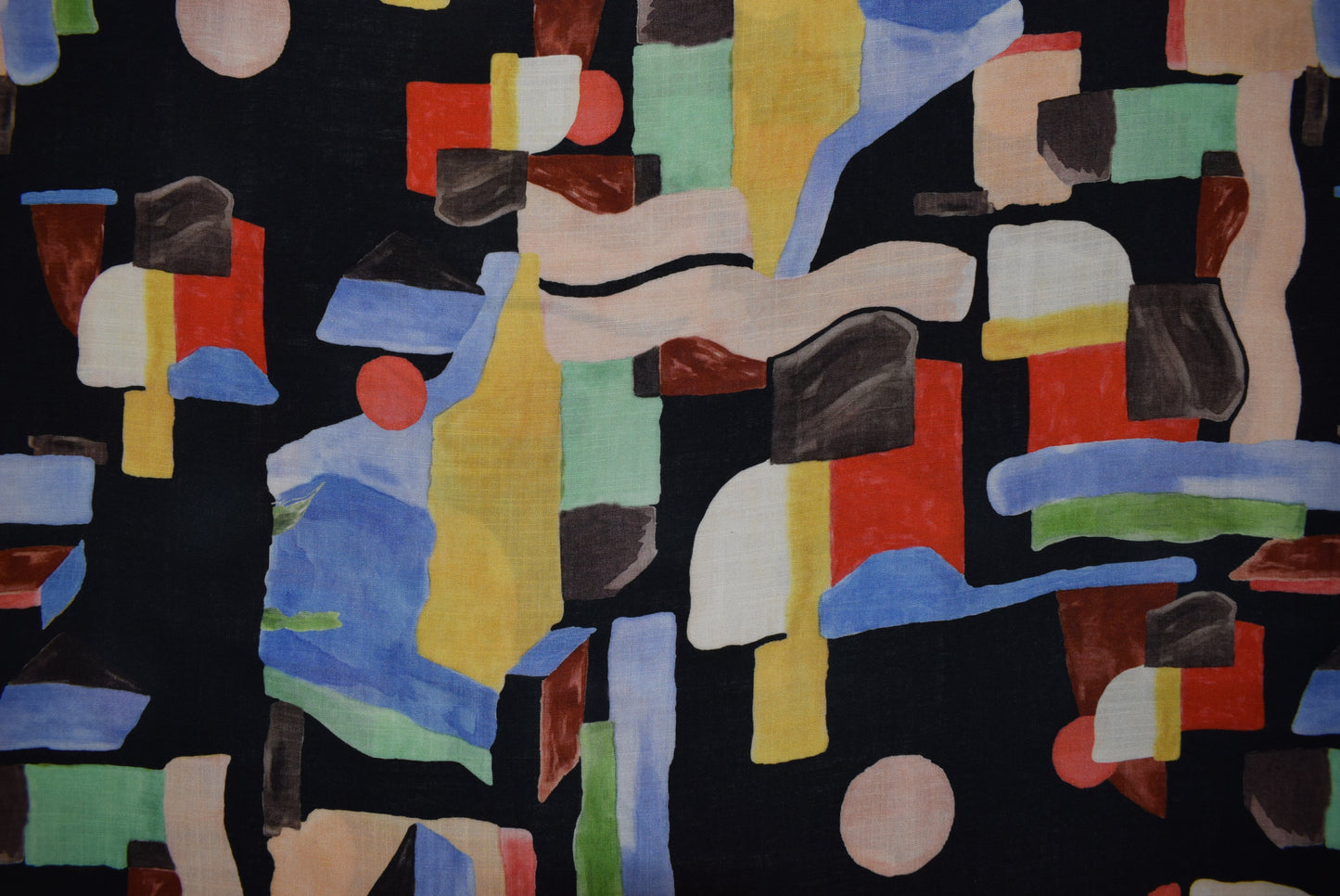 'Abstract Blocks' Linen Look