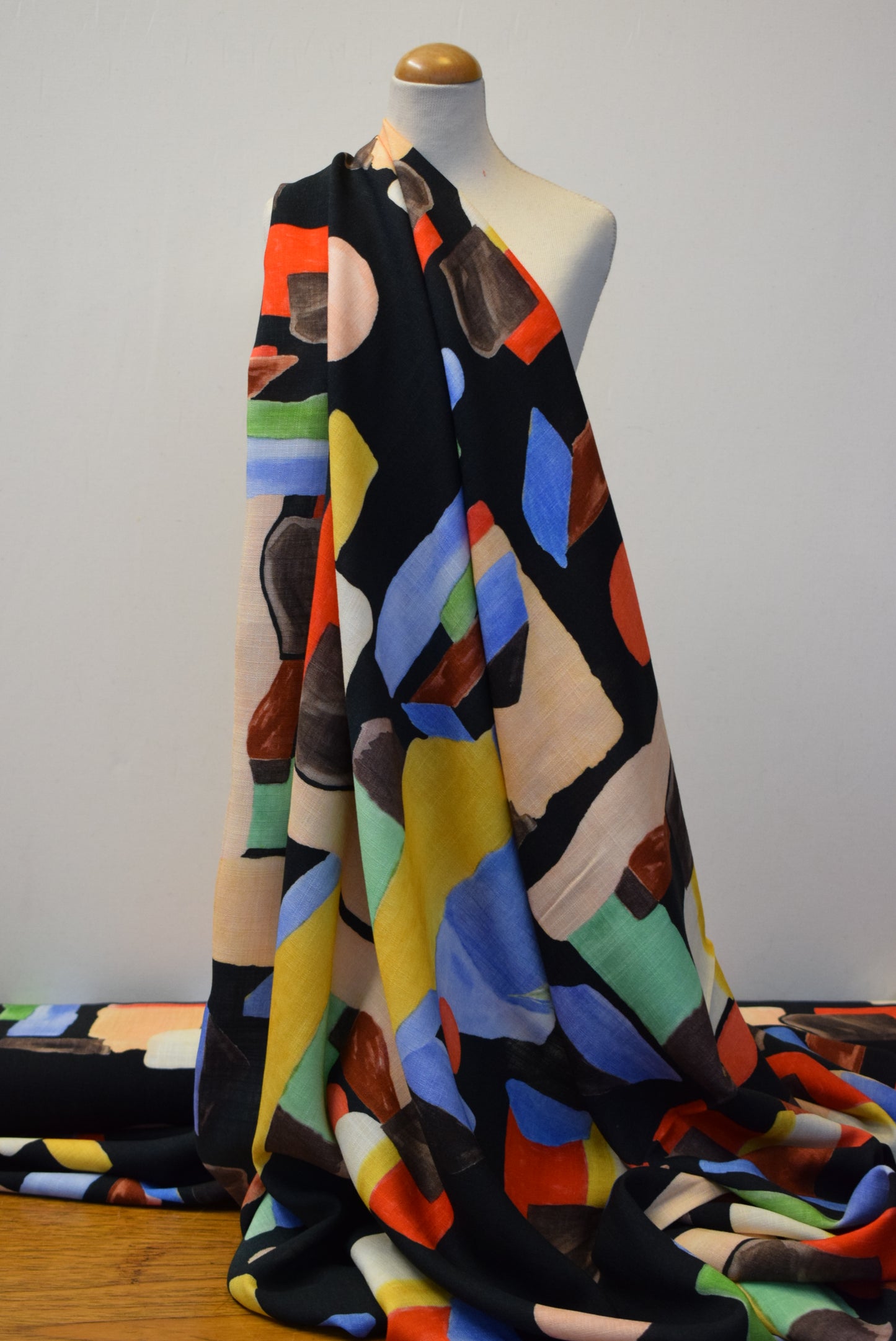 'Abstract Blocks' Linen Look