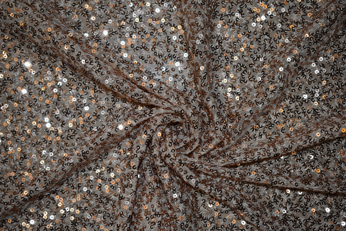 Rose Gold Mini Sequins On Mesh