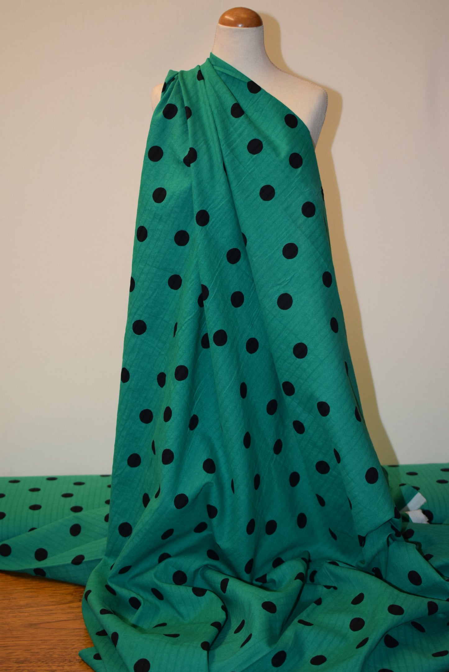 'Polka' Black on Emerald