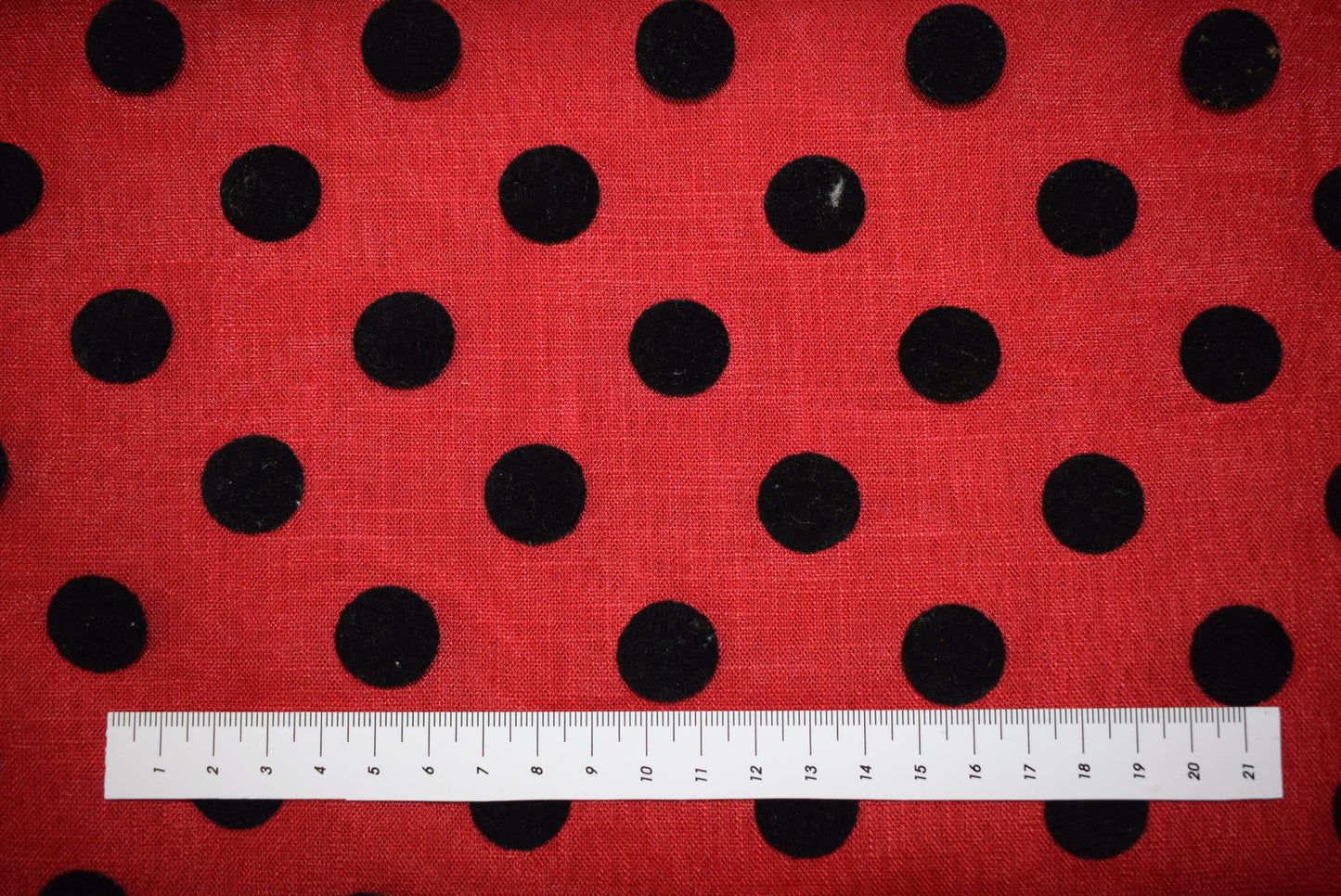 Black Flock Spot On Red Tulle