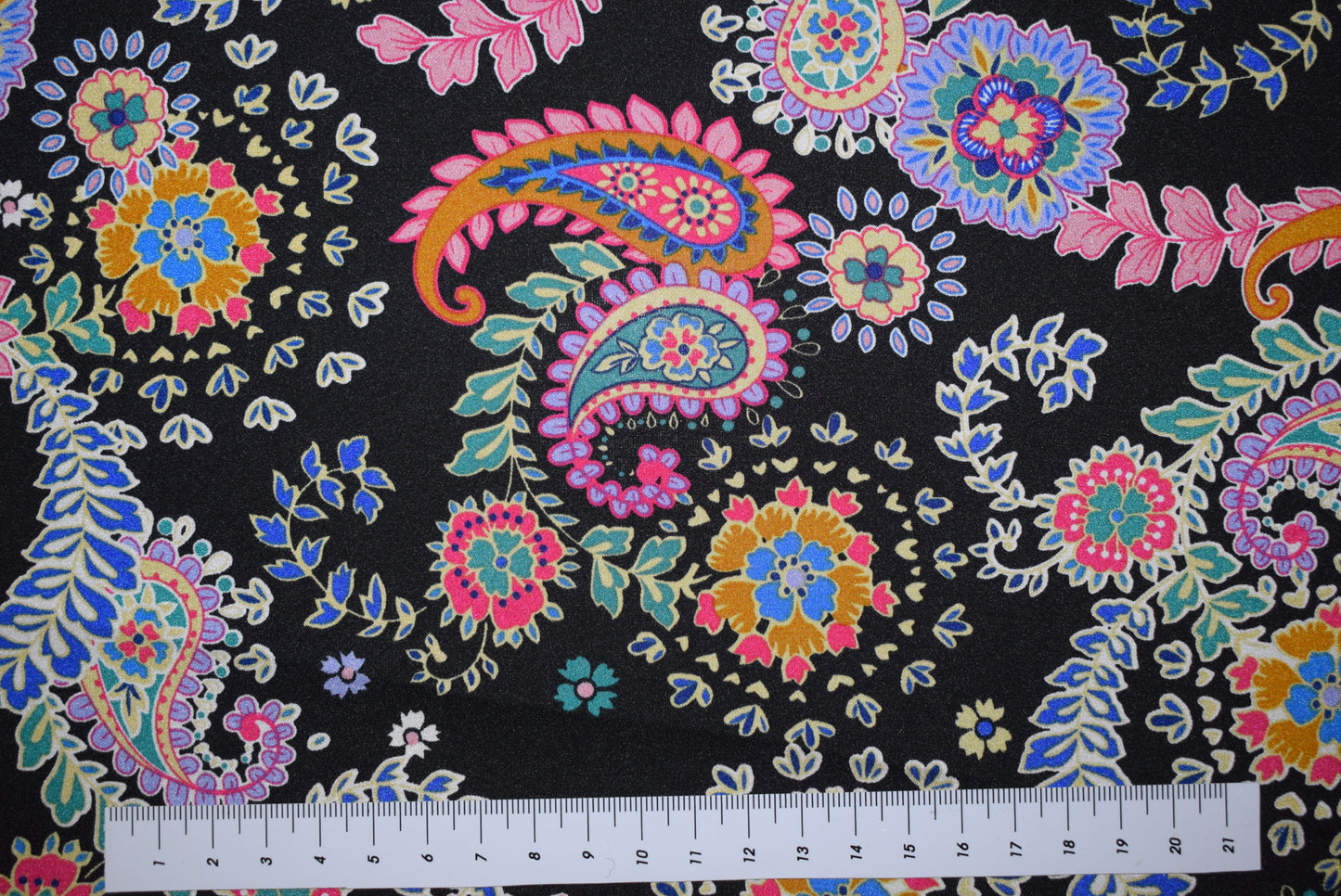 Black Paisley Satin Crépe