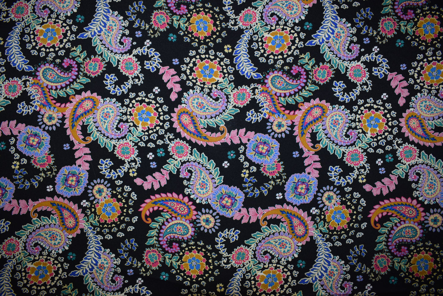 Black Paisley Satin Crépe