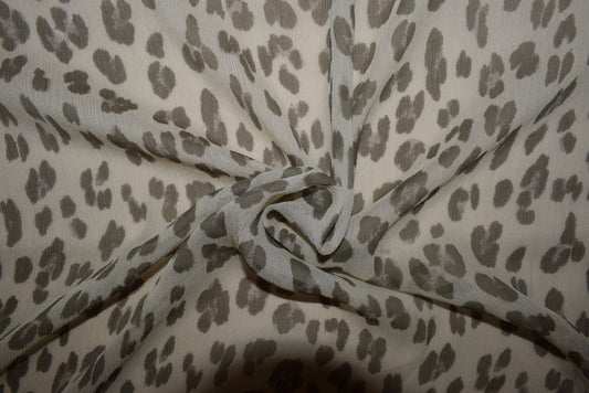 Khaki Leopard Silk Chiffon