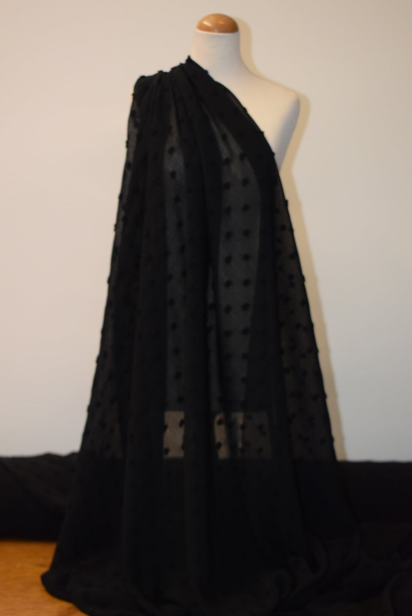 Black 'Clip Dot' Chiffon