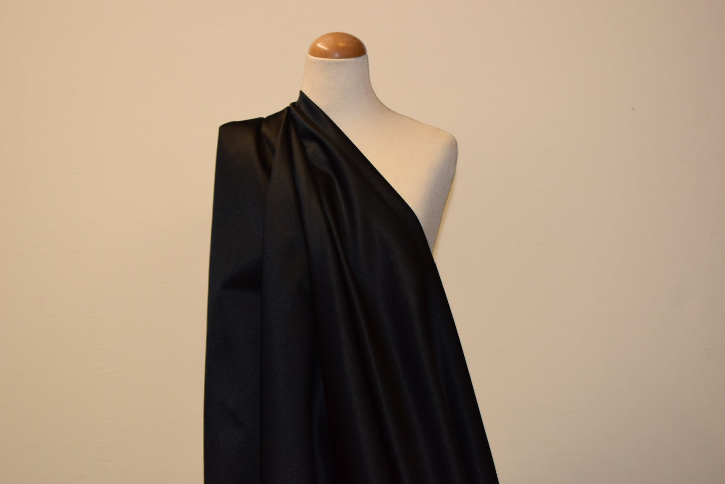 Black Stretch Cotton Mix Satin