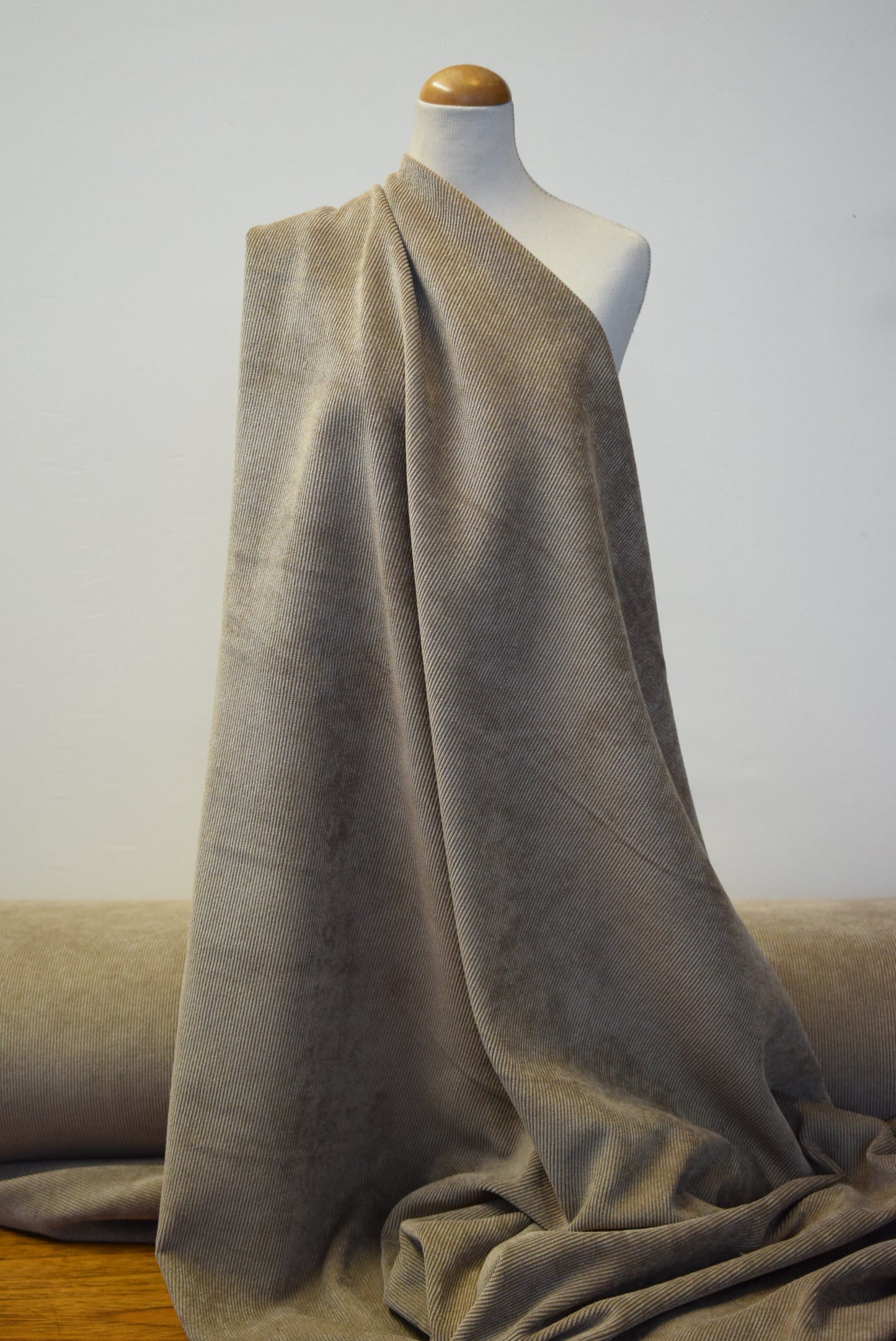 Sand Polyester & Lycra Needlecord