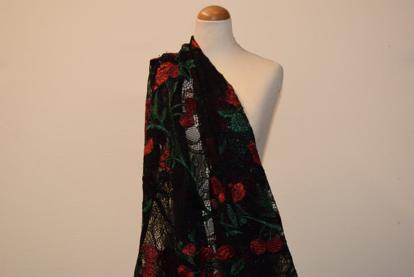 'Cherry/ Rose' Black Lace