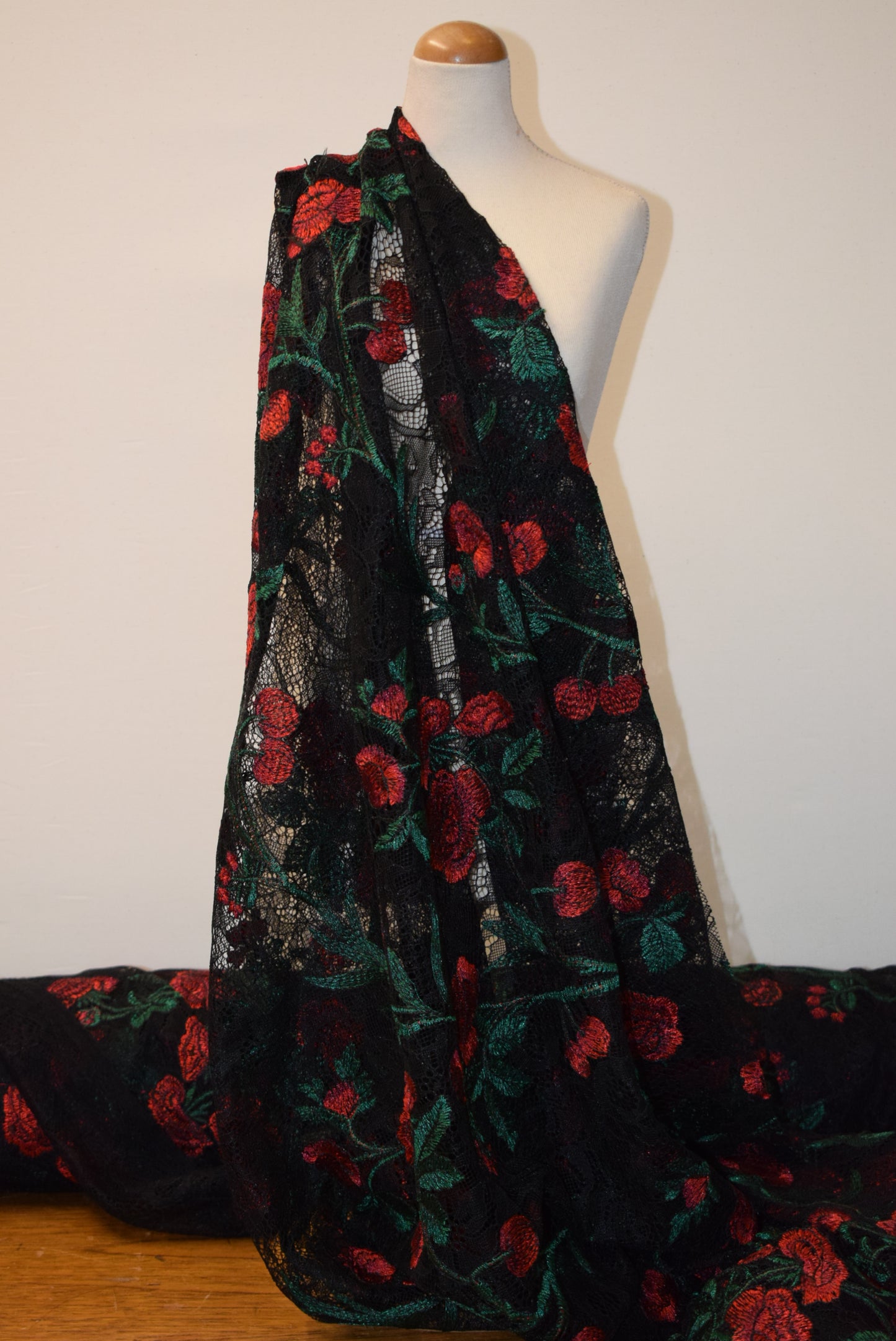 'Cherry/ Rose' Black Lace