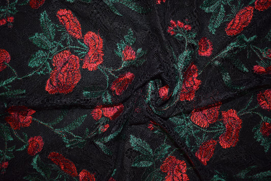 'Cherry/ Rose' Black Lace