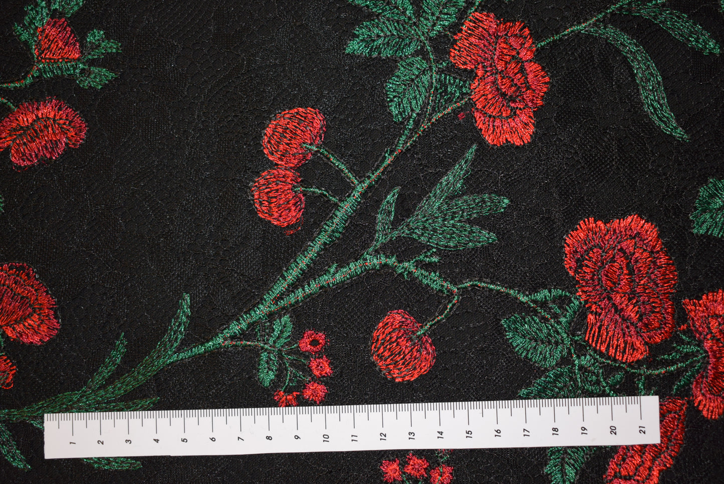 'Cherry/ Rose' Black Lace