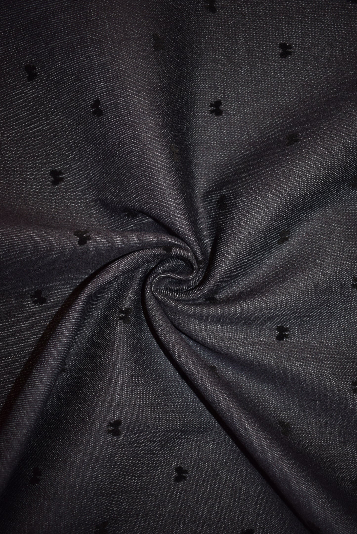 Black Flock Bows On Denim