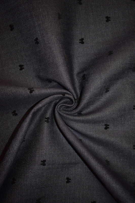Black Flock Bows On Denim