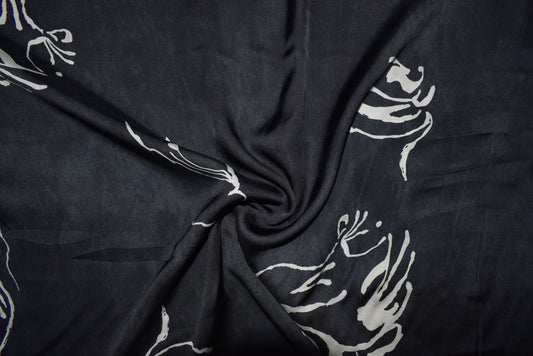'Spirit' Dark Navy Viscose Print