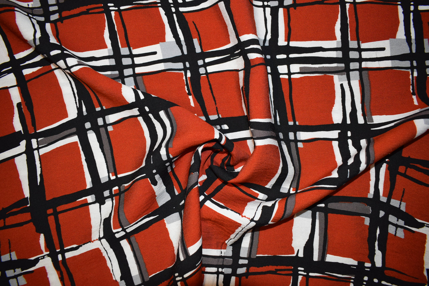 Abstract Check Crépe - Rust