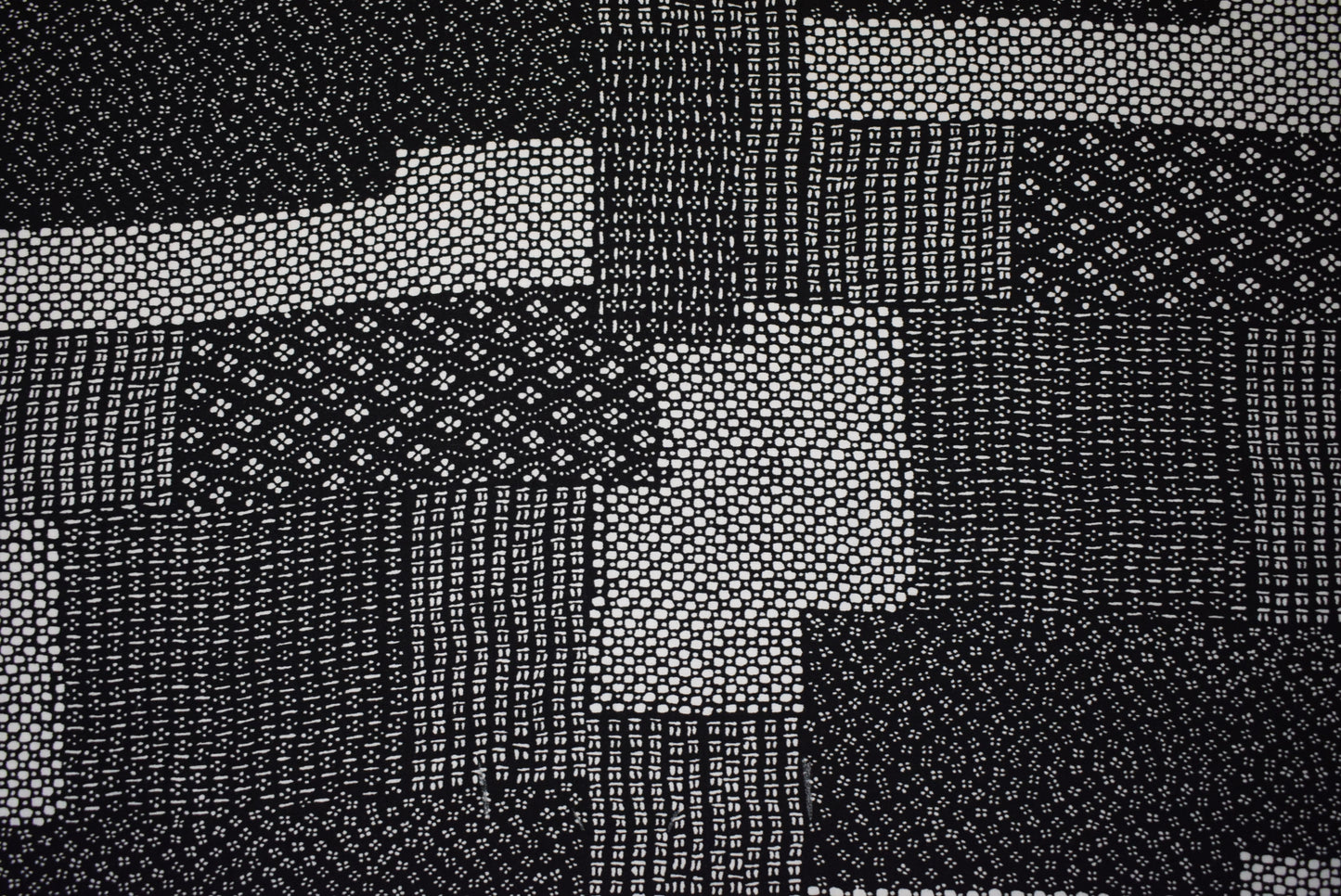 Black 'Sashiko' Print Twill