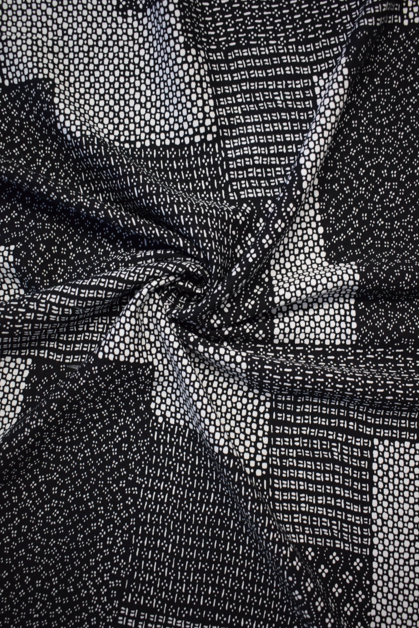Black 'Sashiko' Print Twill
