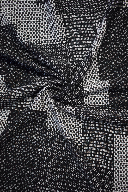 Black 'Sashiko' Print Twill